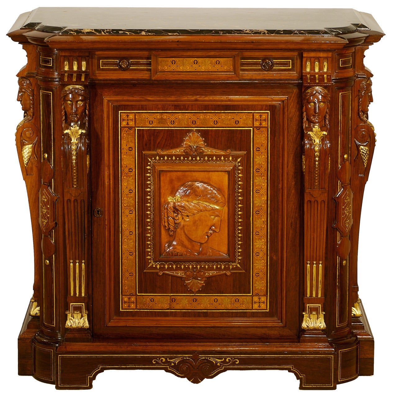 Gustave Herter Renaissance Revival “Portrait” Cabinet, 1858-1864 For Sale