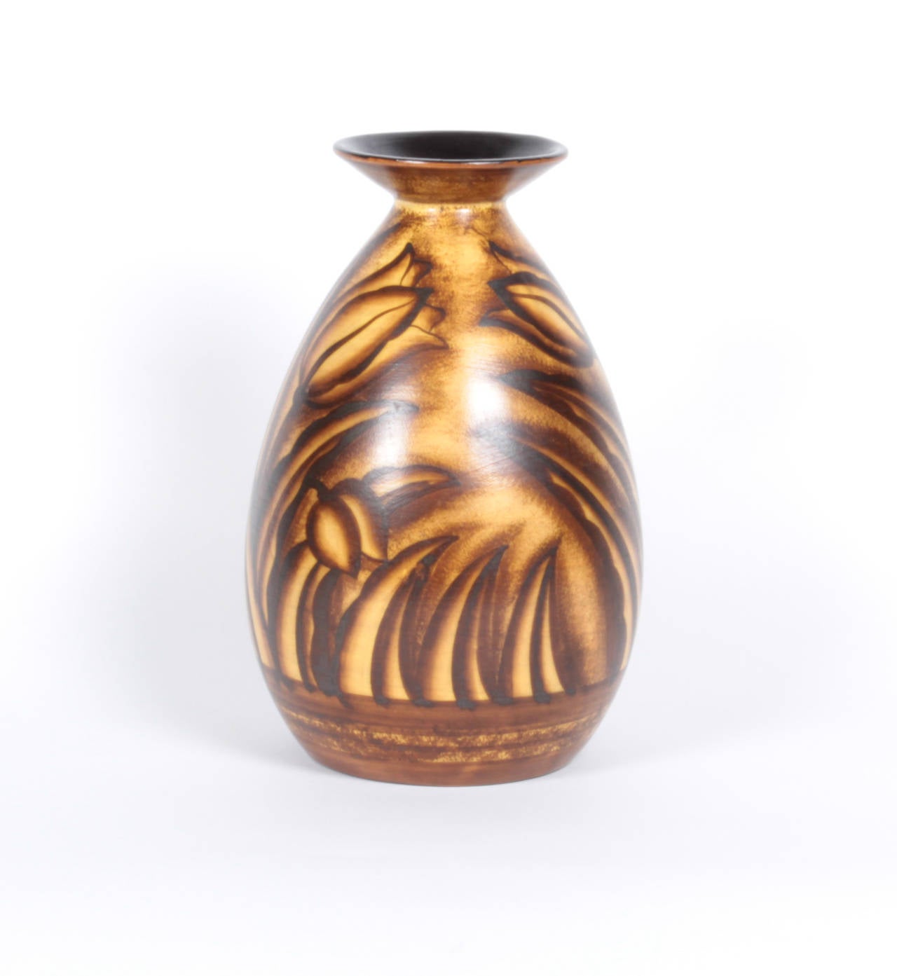 Art Deco Charles Catteau for Boch Freres Keramis Belgium Glazed Pottery Vase, circa 1930 For Sale