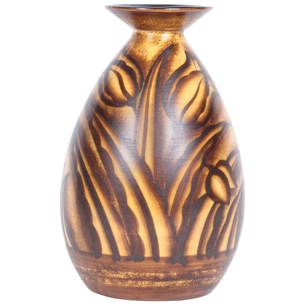 Charles Catteau for Boch Freres Keramis Belgium Glazed Pottery Vase, circa 1930 For Sale
