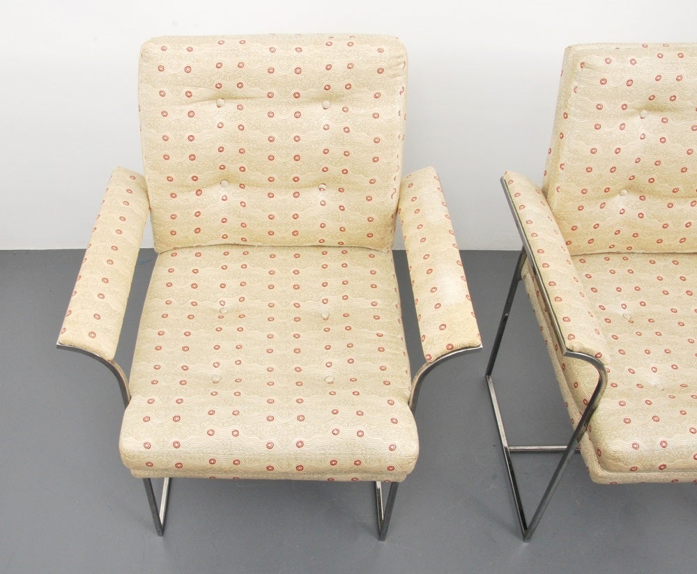Nice set of 4 chrome highback arm chairs great for office or dining in the style of Milo Baughman 1970s USA.