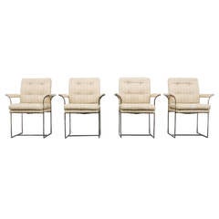 Set of 4 Milo Baughman for Thayer Coggin Chrome Highback Arm Chairs -- 1970s USA 2