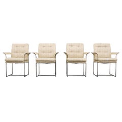Set of 4 Milo Baughman Style Chrome Highback Arm Chairs -- 1970s USA