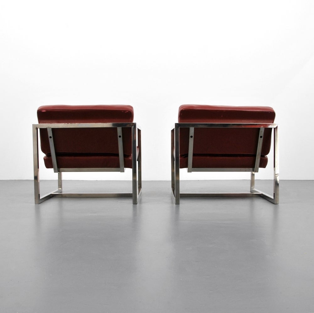 American Pair of Chrome Milo Baughman for Thayer Coggin Lounge Chairs, USA, 1970s