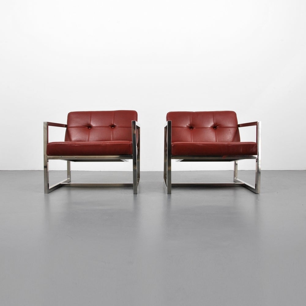 Mid-Century Modern Pair of Chrome Milo Baughman for Thayer Coggin Lounge Chairs, USA, 1970s