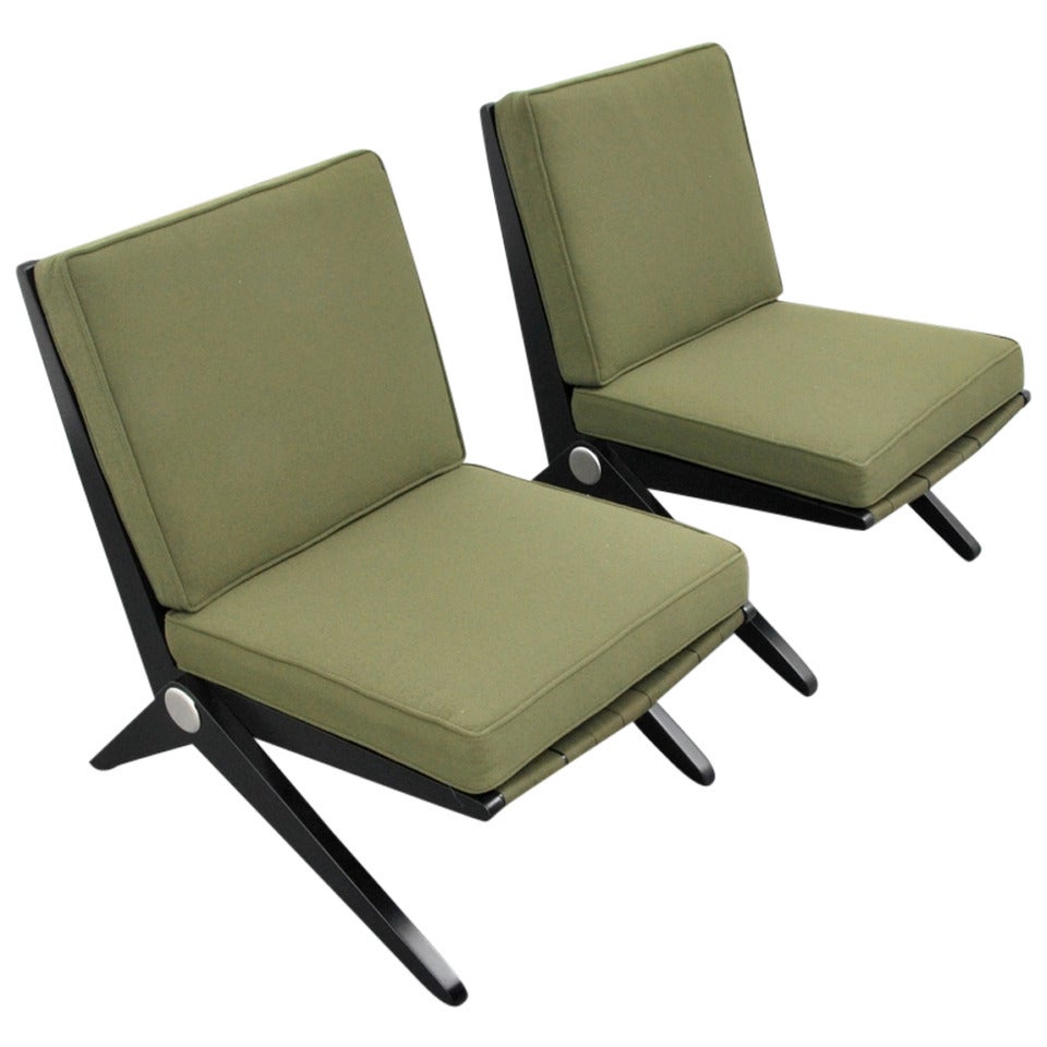 Pair of Pierre Jeanneret for Knoll Scissor Lounge Chairs, "Model 92, "USA, 1950s