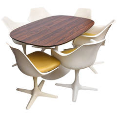 Vintage Saarinen Style Dining Table and Chairs by Burke, USA, 1960s