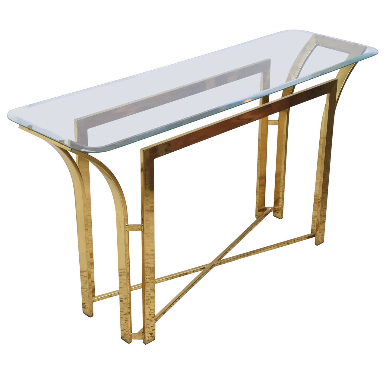 Retro Brass Console Table, 1970s, USA For Sale at 1stdibs