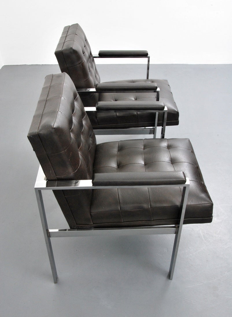 Metà XX secolo Bellissima coppia di poltrone in stile Milo Baughman, anni '60, USA in vendita