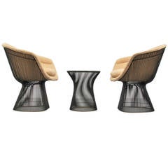Three-Piece Bronze Warren Platner Chairs and Table, 1960s, USA