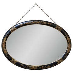 Oval Chinoiserie Japanned Mirror