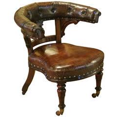 19th Century Leather and Mahogany Desk Chair