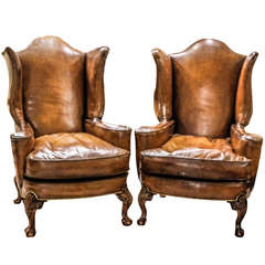 Antique Pair of Queen Anne Style Armchairs