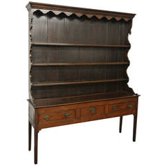 Georgian Oak Dresser Consisting of Three Drawers and Three Shelves