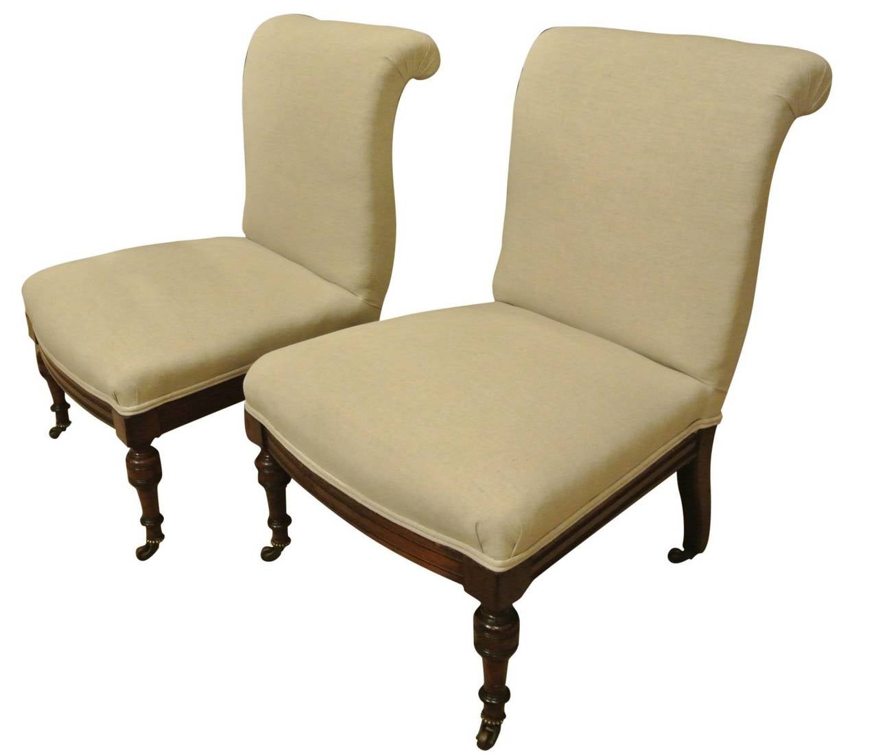 Late Victorian Pair of 19th Century Mahogany Bedroom Chairs