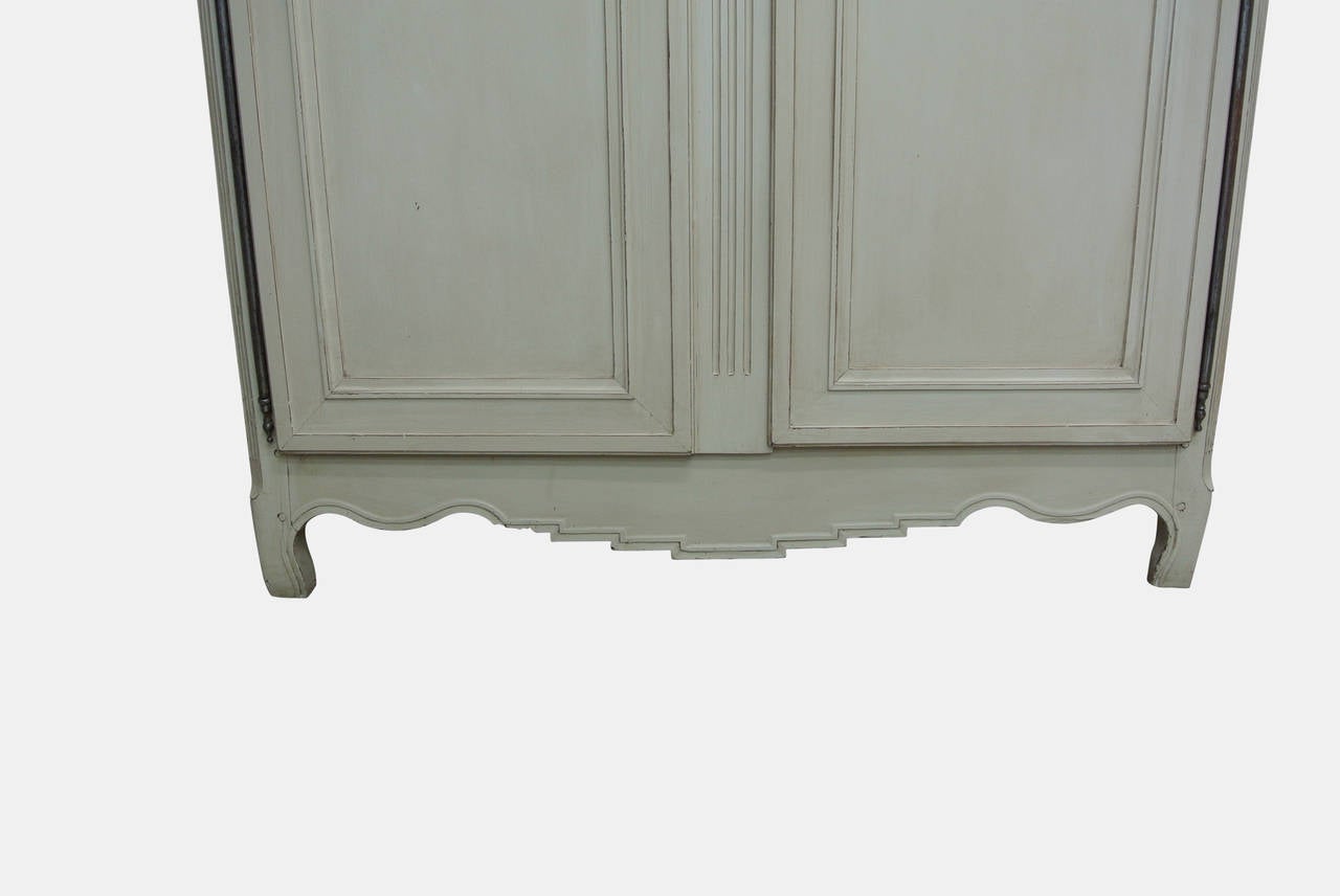 A Superior Quality Painted Cherrywood 19th Century French Armoire Of Good Proportions And Design
