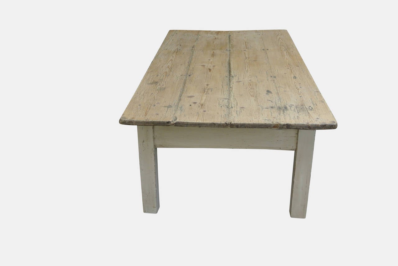 Rustic 19th Century Painted Farmhouse Coffee Table