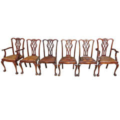 Set of 18 Mahogany Chippendale Style Dining Chairs, 19th Century 1