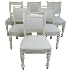 Antique Six Painted 19th Century Dining Chairs