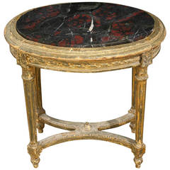 Louix XVI Side Table with African Black Marble Top