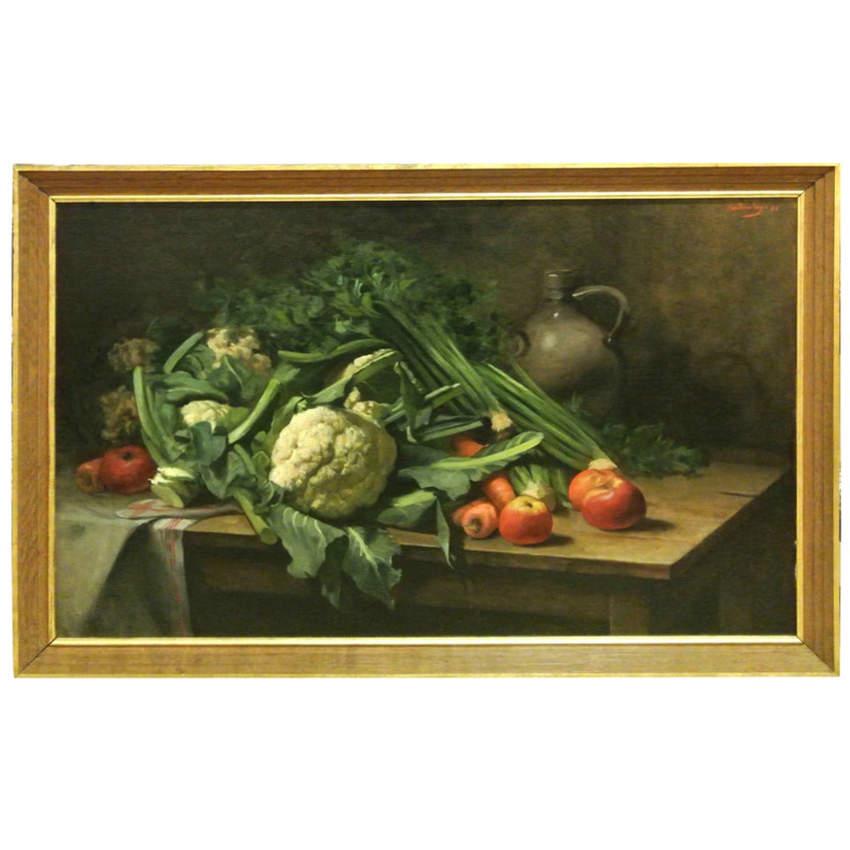 Large 19th Century Still Life Oil on Canvas