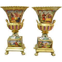 Antique 19th Century French Parcel Gilt Vases