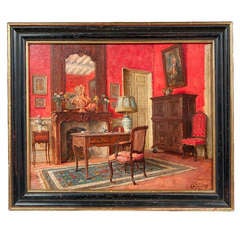 Oil on Cardboard "Interior Scene" Oil on Cardboard "Interior Scene"