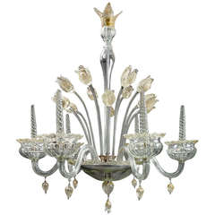 Vintage Floral Murano Chandelier, Italy circa 1930-1940