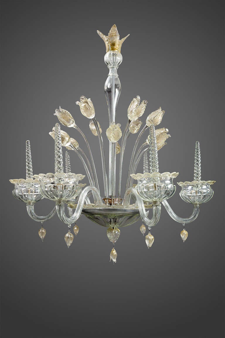 Floral Murano Chandelier, Italy circa 1930-1940
