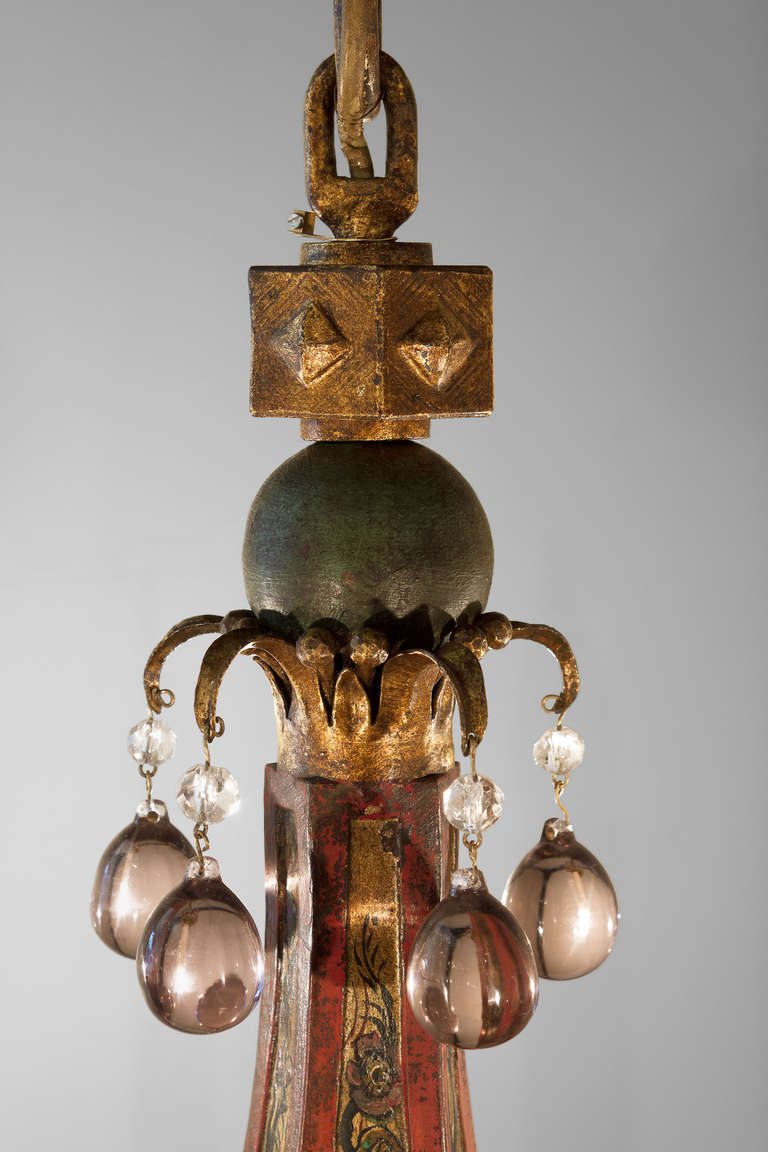 Lantern Shaped Chandelier, France circa 1930-40 In Excellent Condition For Sale In St Ouen, FR