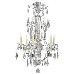 Silvered metal cage frame chandelier. France circa 1950