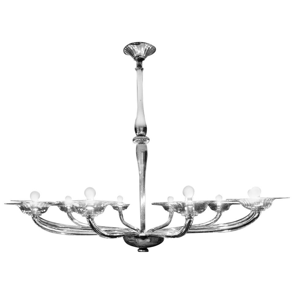 Very large Murano blown glass chandelier. Circa 1940-50 For Sale
