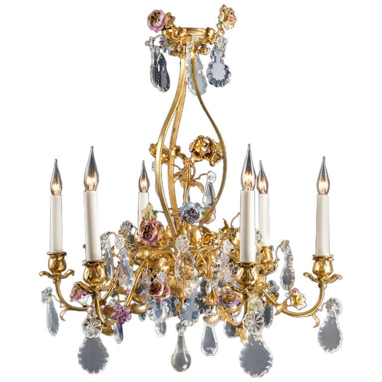 Gilt Bronze and Brass Chandelier For Sale at 1stDibs