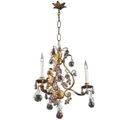 Small wrought  iron and fruit ornament chandelier. Paris circa 1930-40