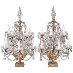 Antique Pair of Giltwood Candelabras, Middle of the 19th Century