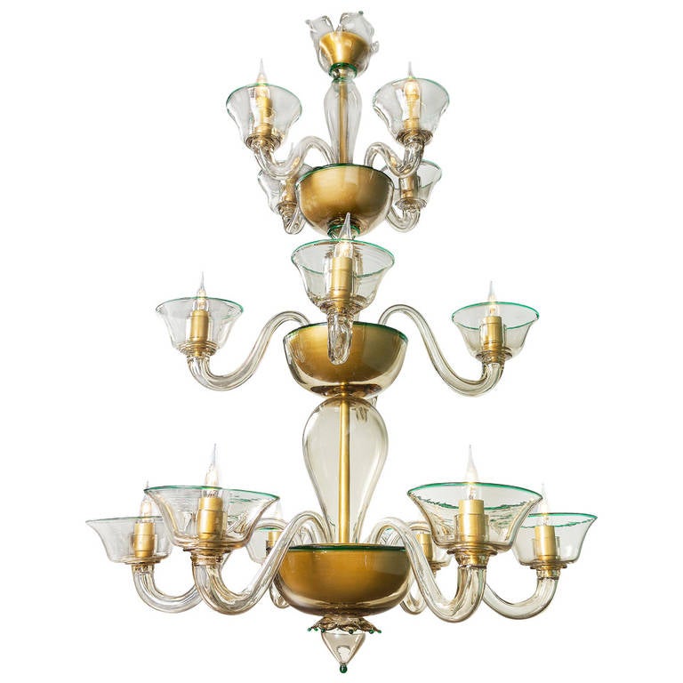 Smoked Blown Glass Murano Chandelier, Italy circa 1940 For Sale