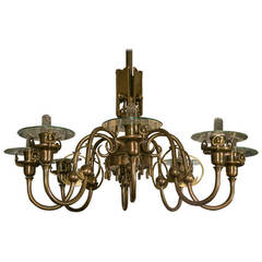 Chandelier, Bronze and Brass Designed by an Architect in the 1940s