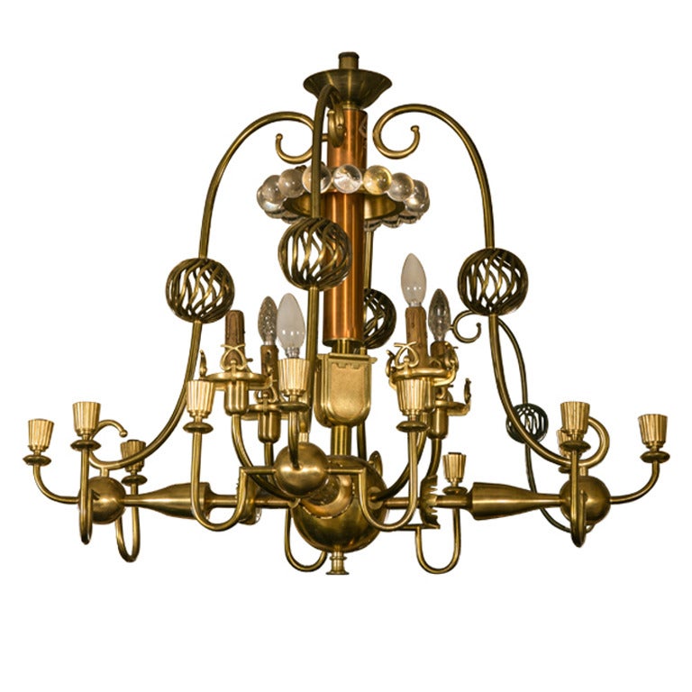1940 Spectacular 16-Light Chandelier Created by an Architect For Sale
