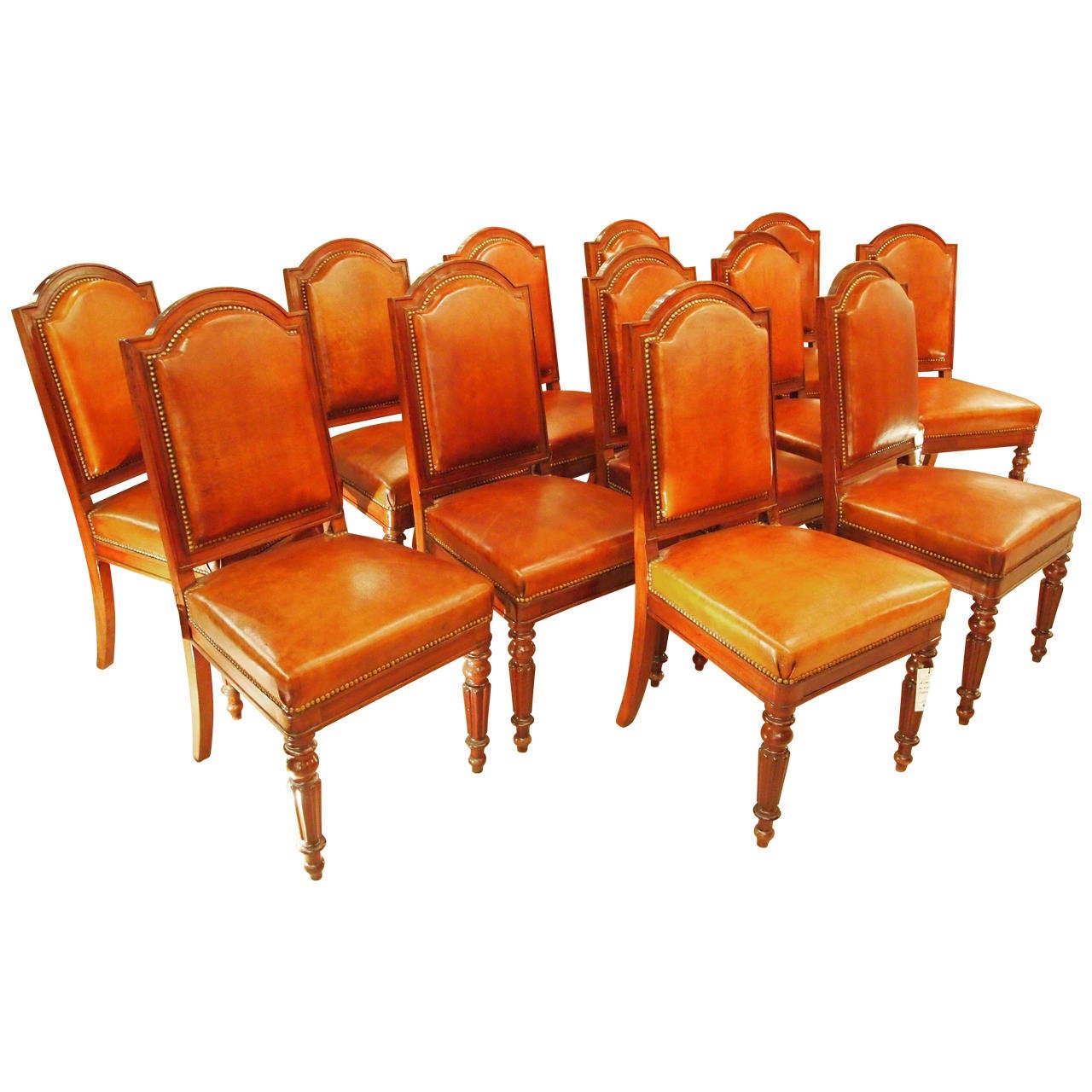 Nice Set of 12 Dining Chairs, France, circa 1860 For Sale