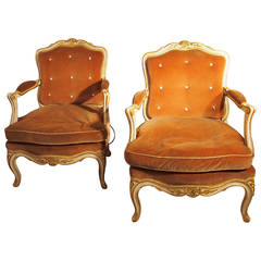 Rare Pair of Low Armchairs, Maison Gouffé, Paris, circa 1950