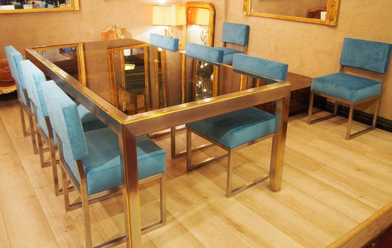 Stunning Dining Table in Stainless Steel, 1965-1970 In Good Condition For Sale In Saint-Ouen, FR