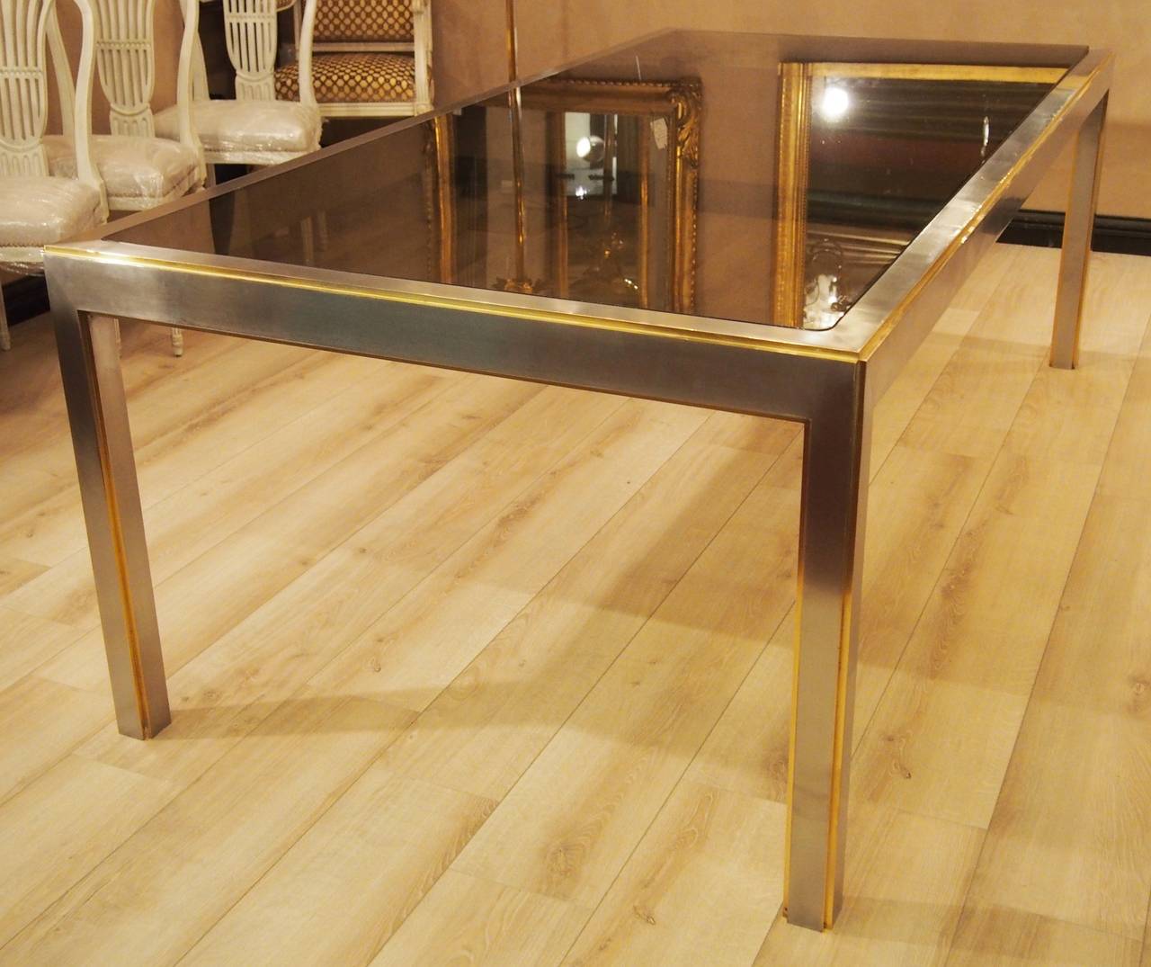 Stunning Dining Table in Stainless Steel, 1965-1970