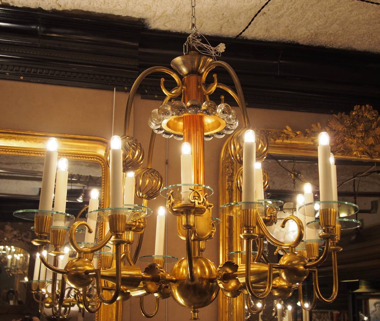 1940 Spectacular 16-Light Chandelier Created by an Architect In Good Condition For Sale In Saint-Ouen, FR