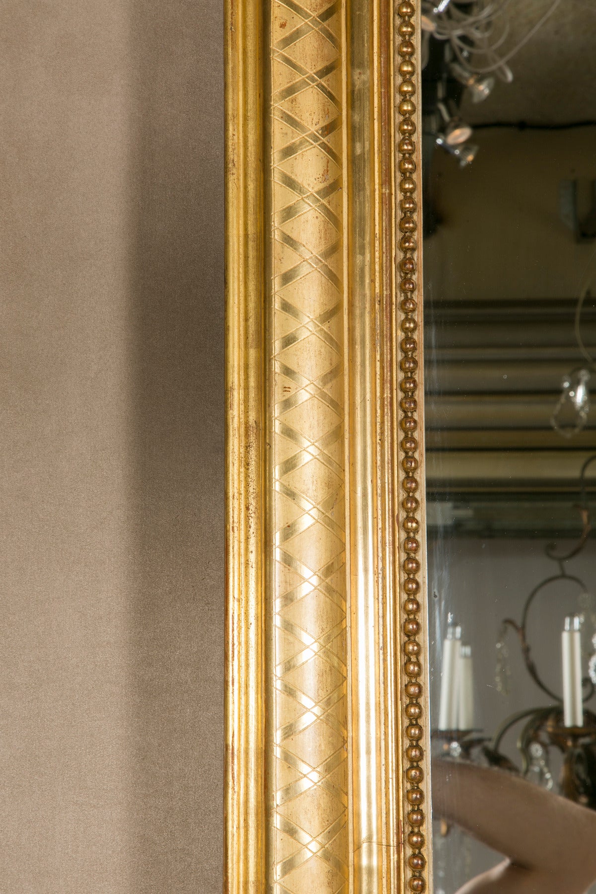 Louis Philippe 19th c. Large Mantel Giltwood Mirror For Sale