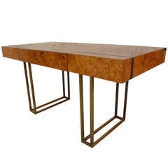 Desk in Burlwood Attributed to Jean Claude Mahey