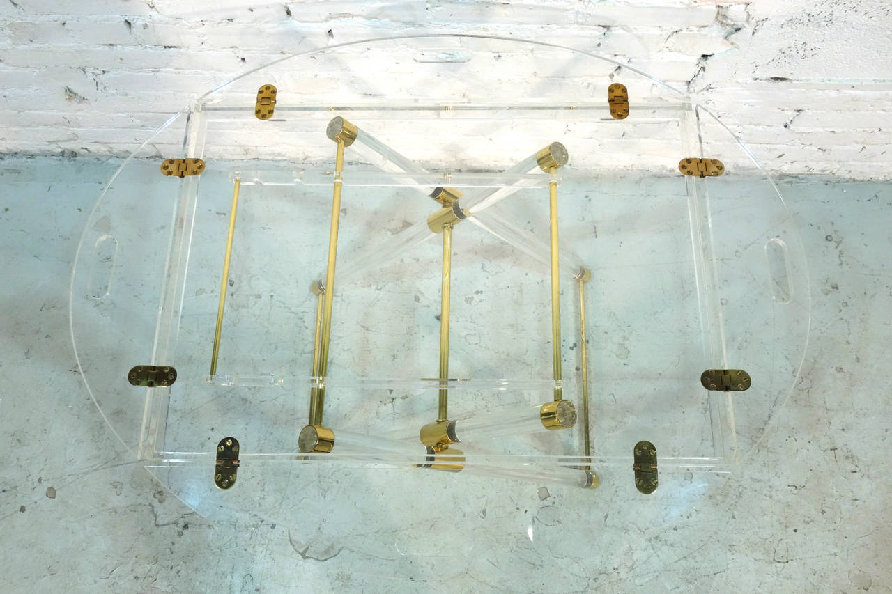 Late 20th Century Lucite X-Base Bar Table For Sale