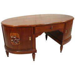 1920s Oval French Double Pedestal Desk