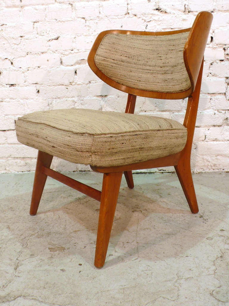 Easy chair designed by Herta-Maria Witzemann for Schörle & Gölz (Stuttgart, Germany) with the original fabric.
Registered in the Werner Löffler collection. 	
Ref.: Interbau Berlin 1957 (Amtlicher Katalog der Internationalen Bauausstellung Berlin)