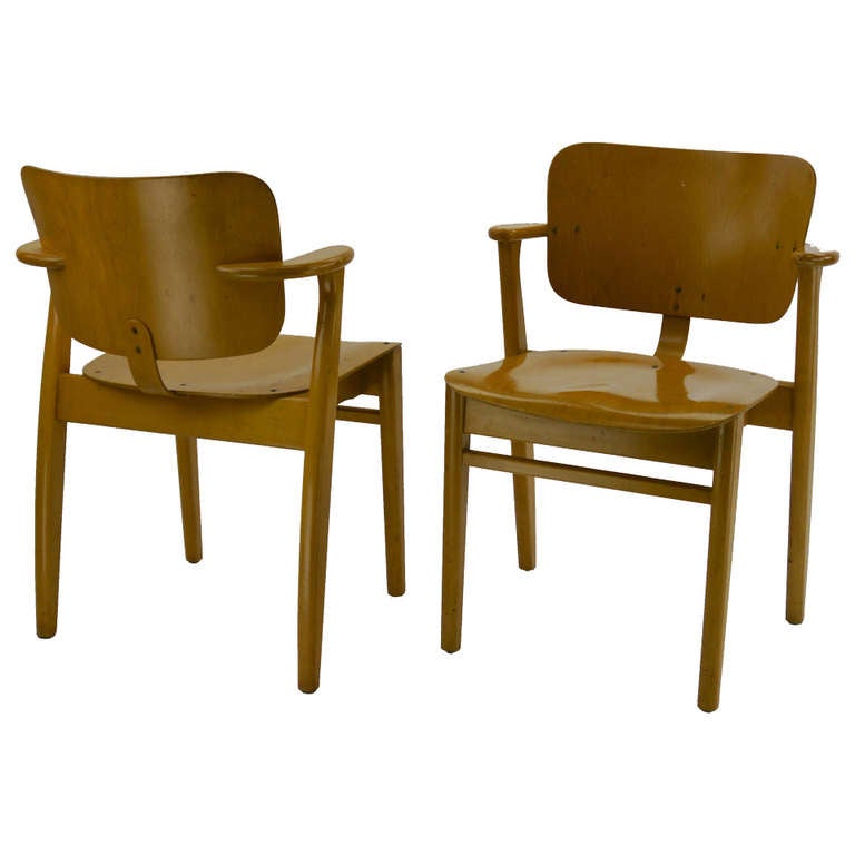 Pair of Early Domus Armchairs by Ilmari Tapiovaara For Sale at 1stDibs