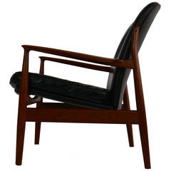 Teak and Leather Lounge Chair by Finn Juhl for France and Daverkosen 3
