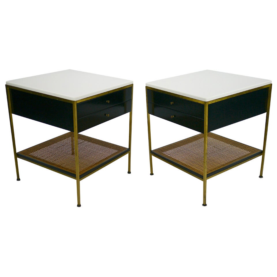 Paul Mccobb Nightstands with Vitrolite Tops